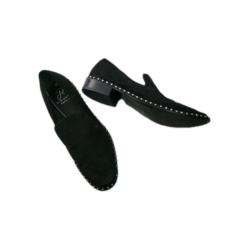 Adrianna Papell Maura Studded Loafers Black Mermaid Textured Searay 7 Officecore